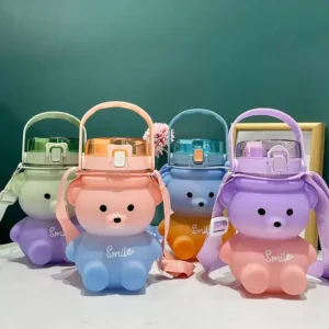 Cute Bear Straw Water Bottle